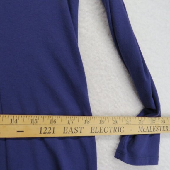 J Jill Wearever Dress Womens Size 8 Blue Midi Long Sleeve Stretch - Picture 9 of 10